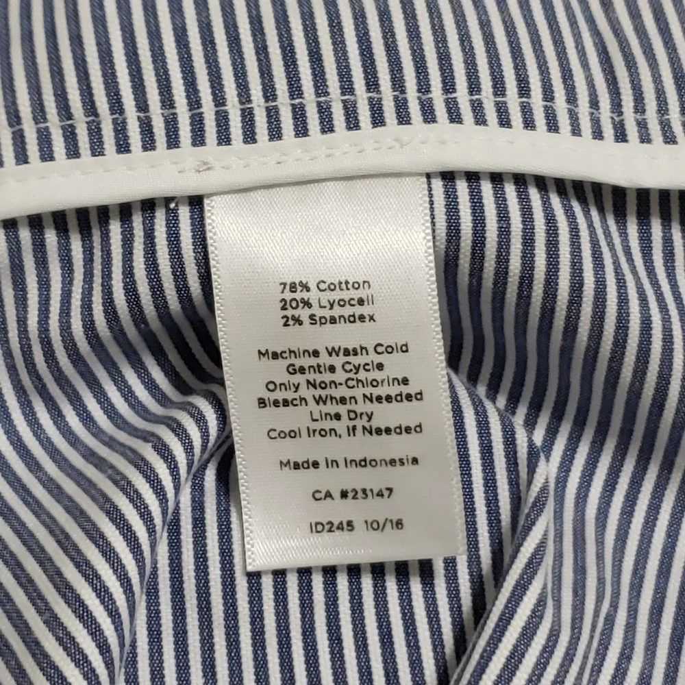 Talbots‎ Chatham Pinstripe Slim Ankle Side Zip Pants Blue/White Womens Sz 14